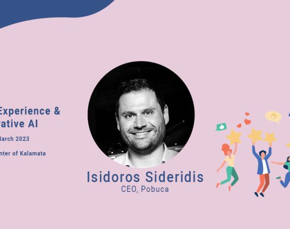Banner of Isidoros Sideridis showing him as a speaker in the Customer Service conference in Kalamata