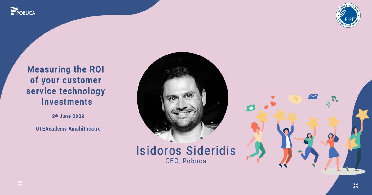 Banner of Isidoros Sideridis showing him as a speaker in the Customer Service conference in Athens, 2023