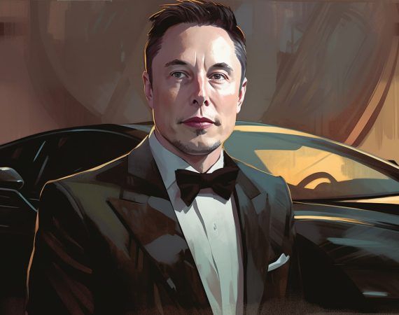 Elon Musk image by midjourney ,made with style by Steve Dillon