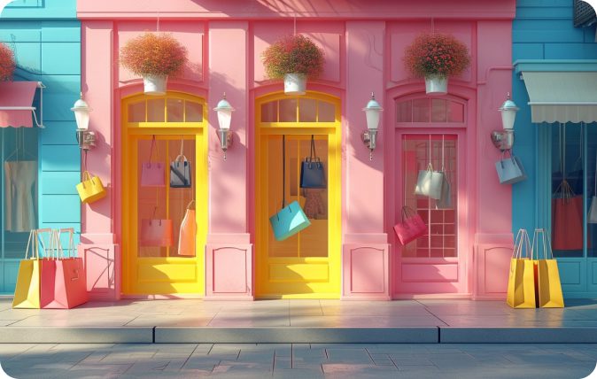 Colorful and modern b2c retail stores