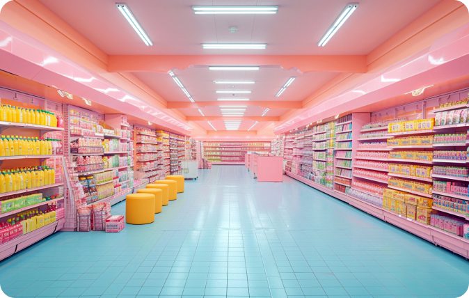 CX_FMCG_industry a colorful supermarket with good CX
