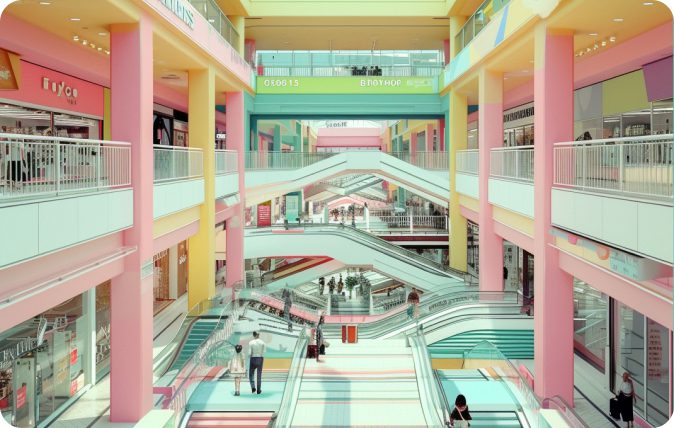 a huge colorful shopping mall with good cx