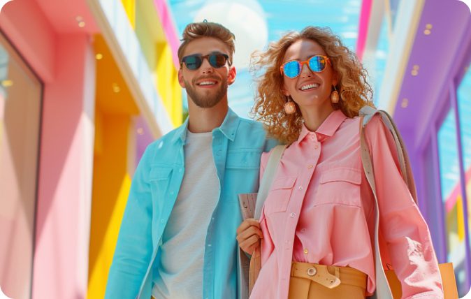 A happy customers couple